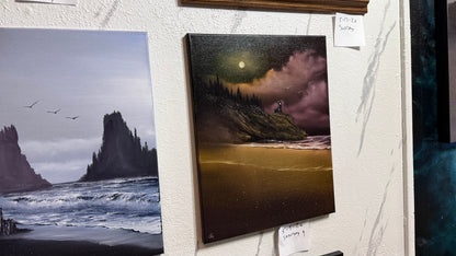 Painting #2413 - 16x20" Canvas - Golden Oregon Coast painted 4-26-26