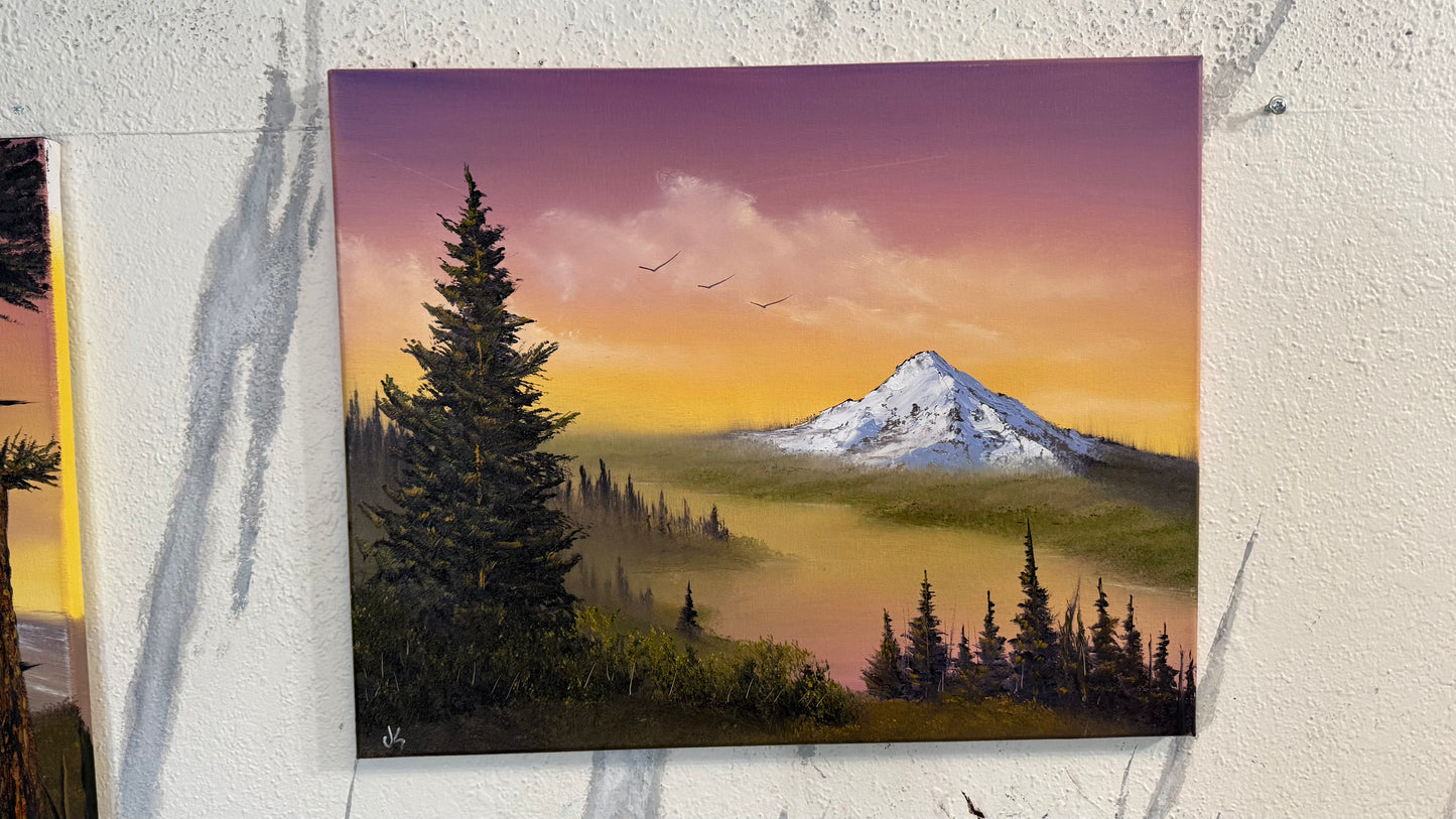 Painting #2399 - 16x20" Canvas - Mt Hood Columbia River Landscape painted 4-19-26