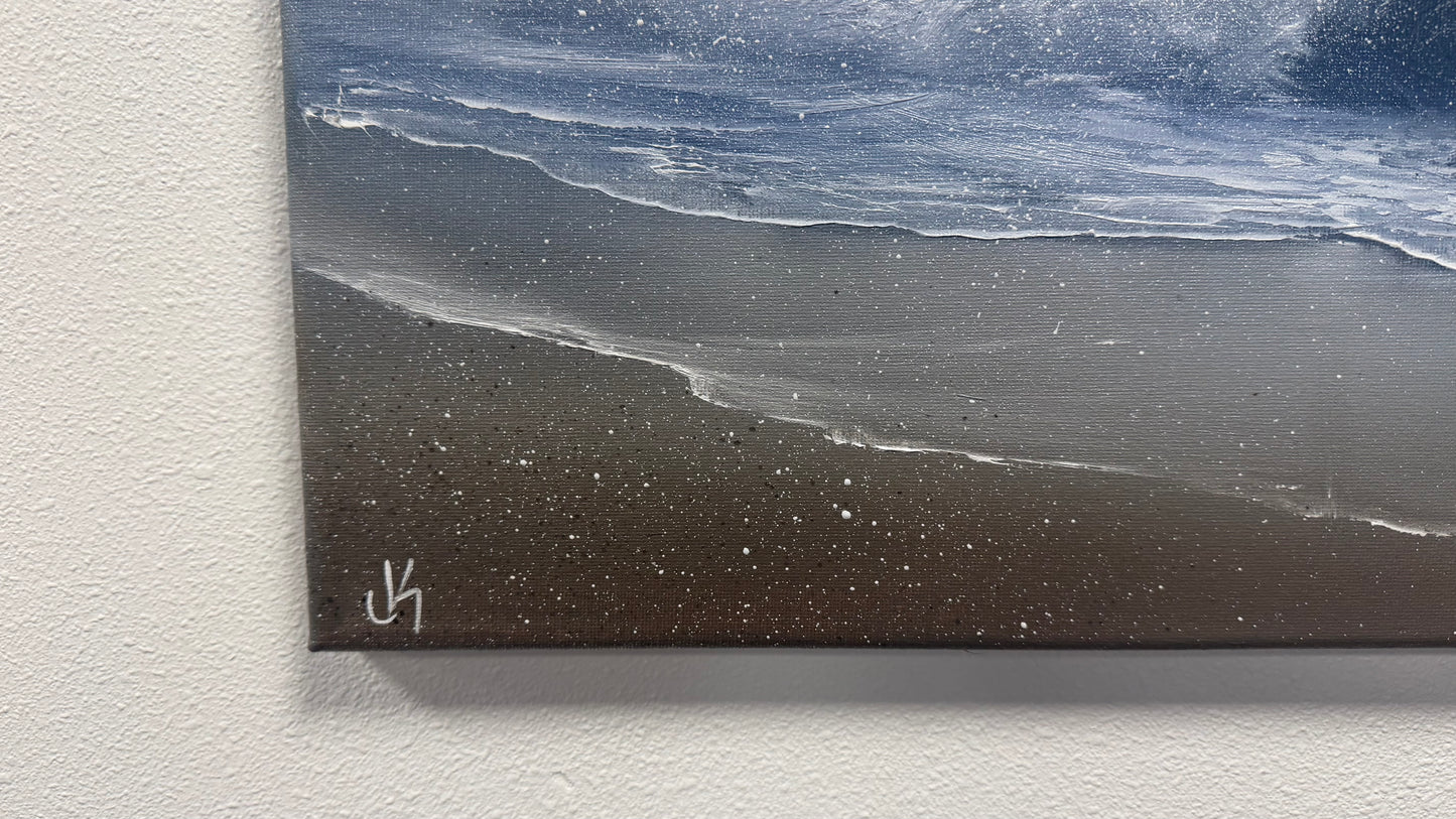 Painting #2551 - 16x20" Canvas - Crashing Wave Seascape painted 8-14-26