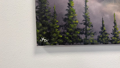 Painting #2608 - 16x20" Canvas - Sunset Mountain Landscape painted by Josh and Dani 9-19-26