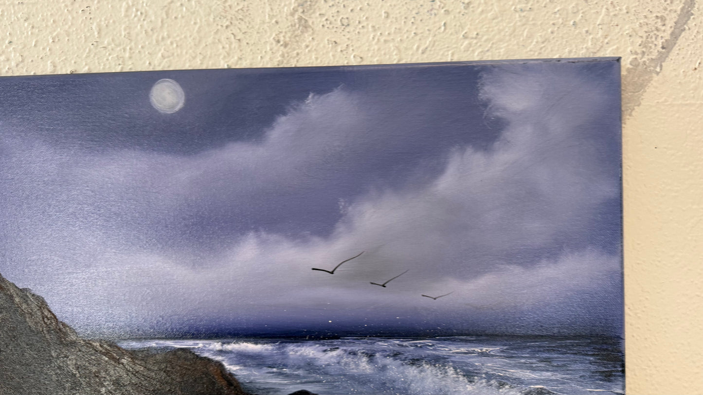 Painting #2208 - 16x20" Canvas - Night Seascape painted 12-29-25