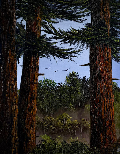 Painting #2509 - 16x20" Canvas - Ponderosa Pines painted 7-10-26