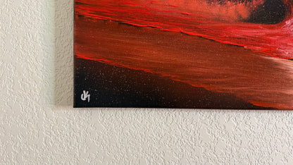 Painting #2510 - 16x20" Canvas - Red West Coast Crashing Wave Seascape painted 7-10-26