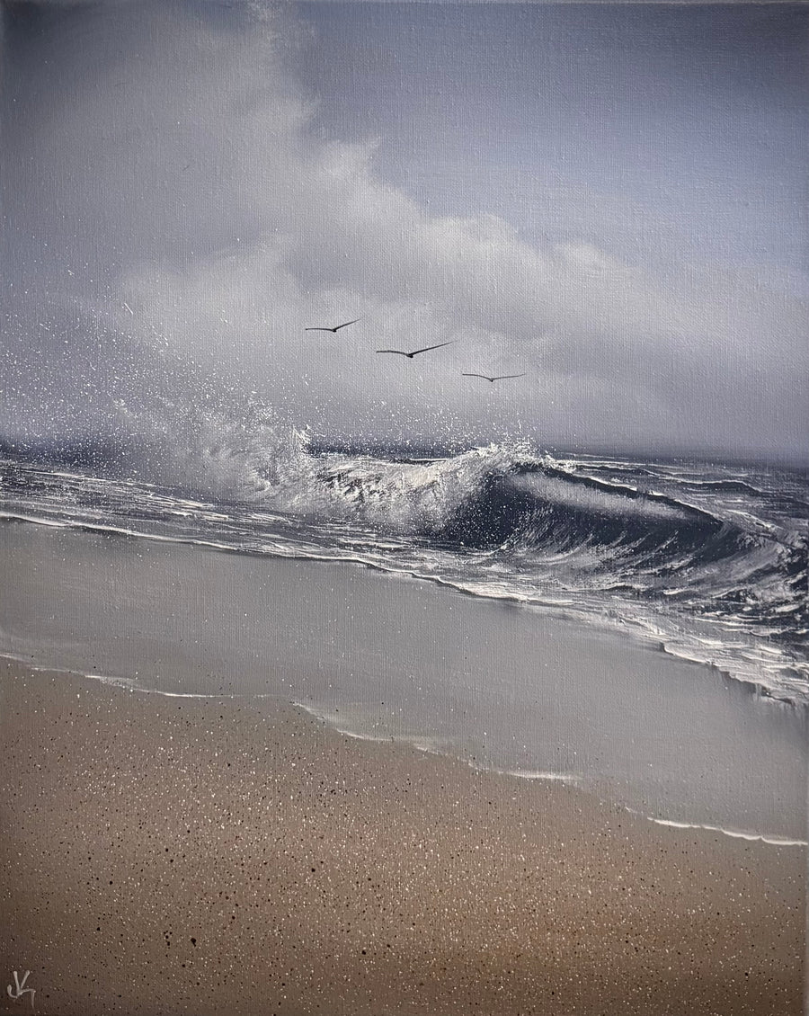 Painting #2280 - 16x20" Canvas - Crashing Wave Seascape painted 2-8-26