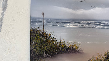 Painting #2273 - 16x20" Canvas - Cattails Seascape painted 2-6-26