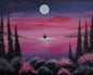 Painting # by Dani from Happily Painted - 16x20" Canvas - Boat on Crimson Lake