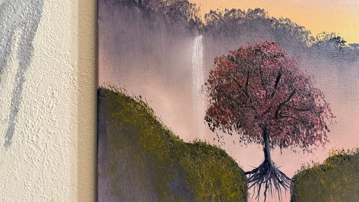 Painting #2349 - 16x20" Canvas - Jungle Waterfall painted 3-21-26