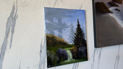 Painting #2491 - 16x20" Canvas - Forest Waterfall painted 6-21-26