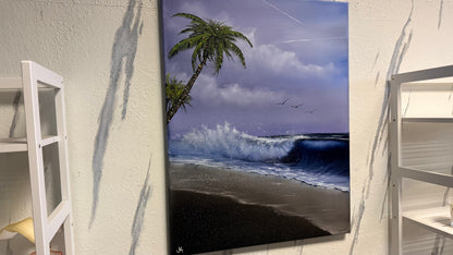 Painting #2177 - 22x28" Canvas - "WHISPERS OF THE TEMPEST SHORE" Seascape painted 12-8-25