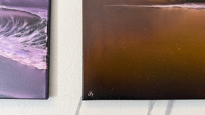 Painting #2379 - Golden Coast Northern Lights Seascape painted 4-7-26