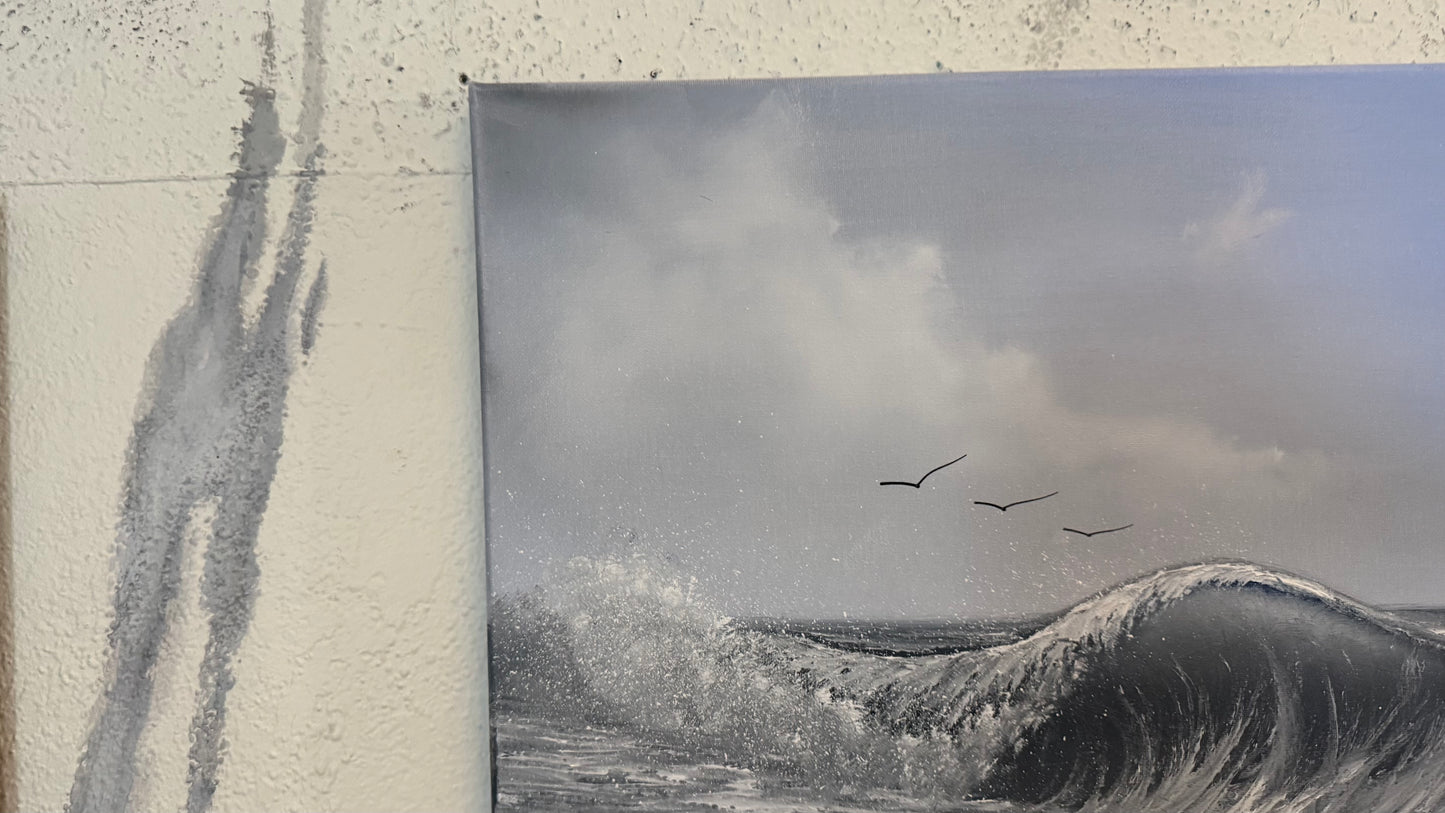 Painting #2336 - 16x20" Canvas - Crashing Wave Seascape painted 3-15-26