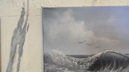 Painting #2336 - 16x20" Canvas - Crashing Wave Seascape painted 3-15-26