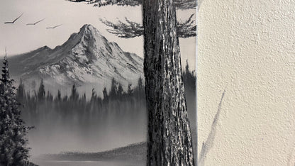 Painting #2316 - 18x24" Canvas - Black and White Winter Landscape painted 3-5-26