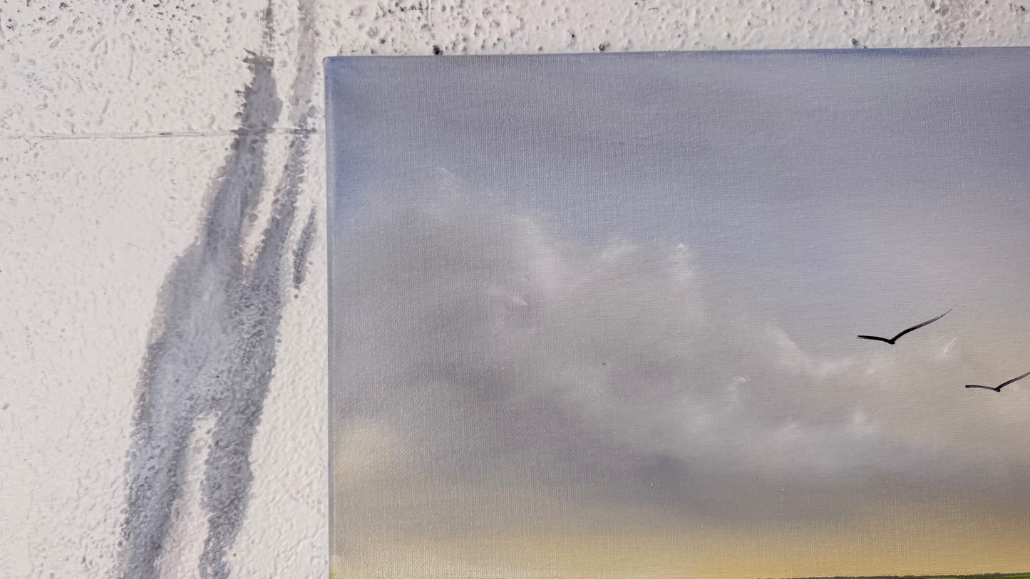 Painting #2472 - 16x20" Canvas - Sunrise Seascape painted 6-1-26