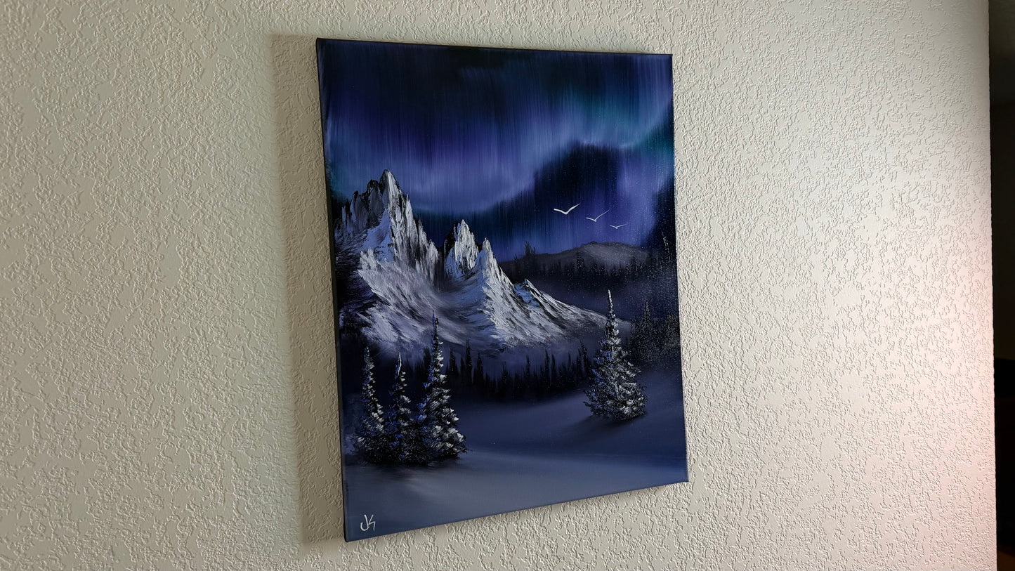 Painting #2498 - 16x20" Canvas - Night Mountain Landscape painted 6-30-26