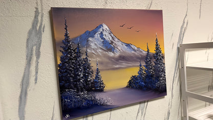 Painting #2146 - 20x24" Canvas - Sunset Mountain Landscape painted 11-14-25