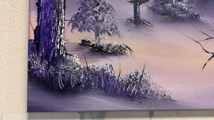 Painting #2184 - 16x20" Canvas - Sunset Winter Landscape painted 12-12-25