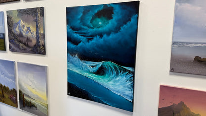 Painting #2570 - 22x28" Canvas - Cloud Stairway Crashing Wave Seascape painted on 8-28-26