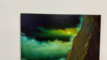 Painting #2581 - 18x24" Canvas - Night Tropical Seascape painted 9-4-26