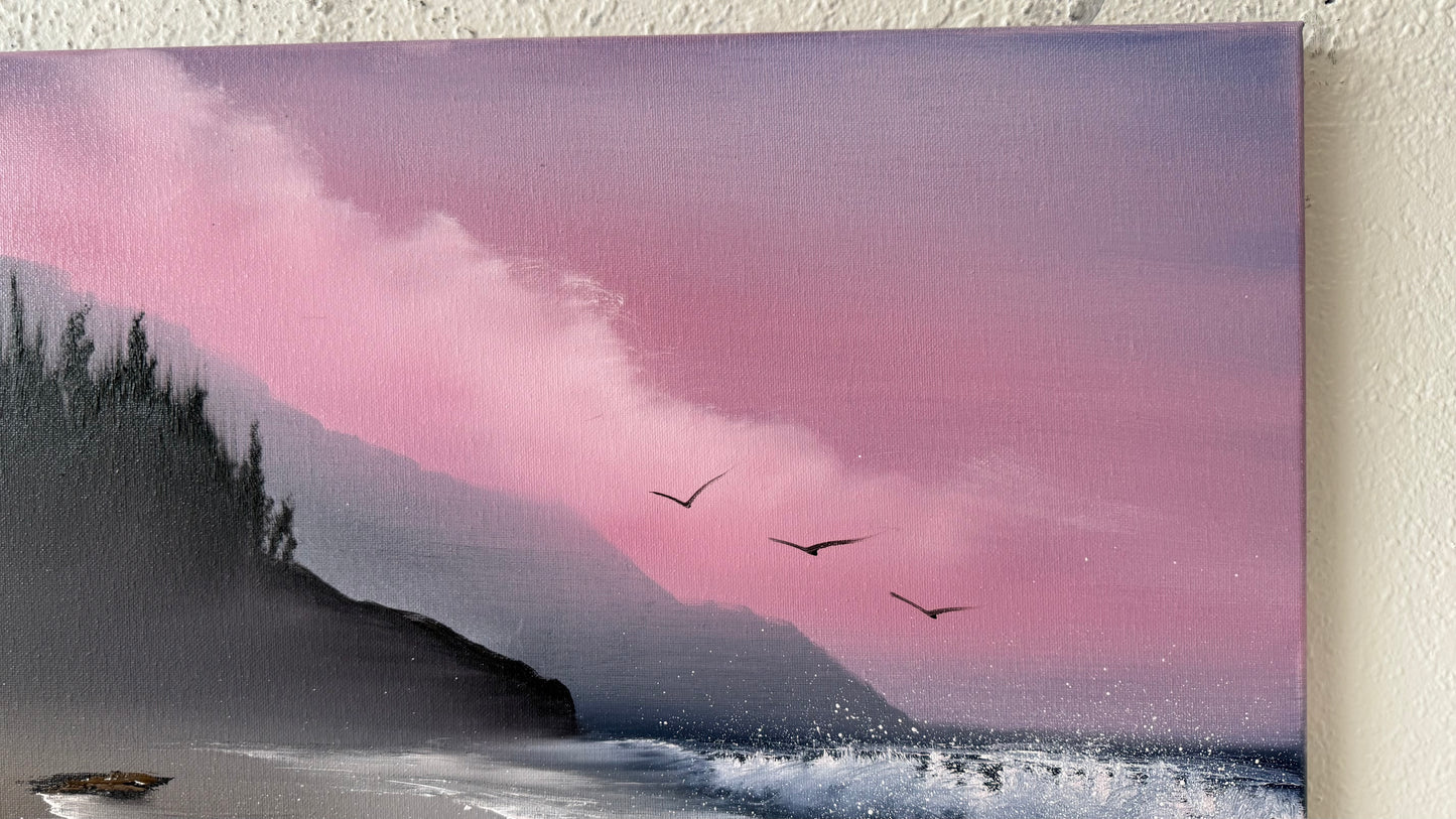 Painting #2118 - 18x24" Canvas - Oregon Coast Sunset painted 10-25-25