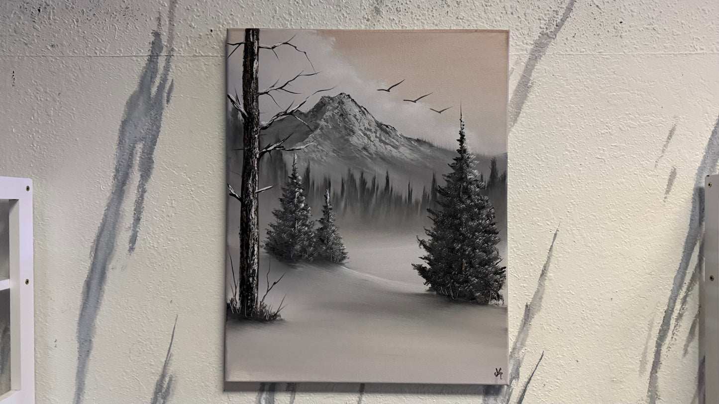 Painting #2167 - 16x20" Canvas - Winter Landscape painted 12-1-25