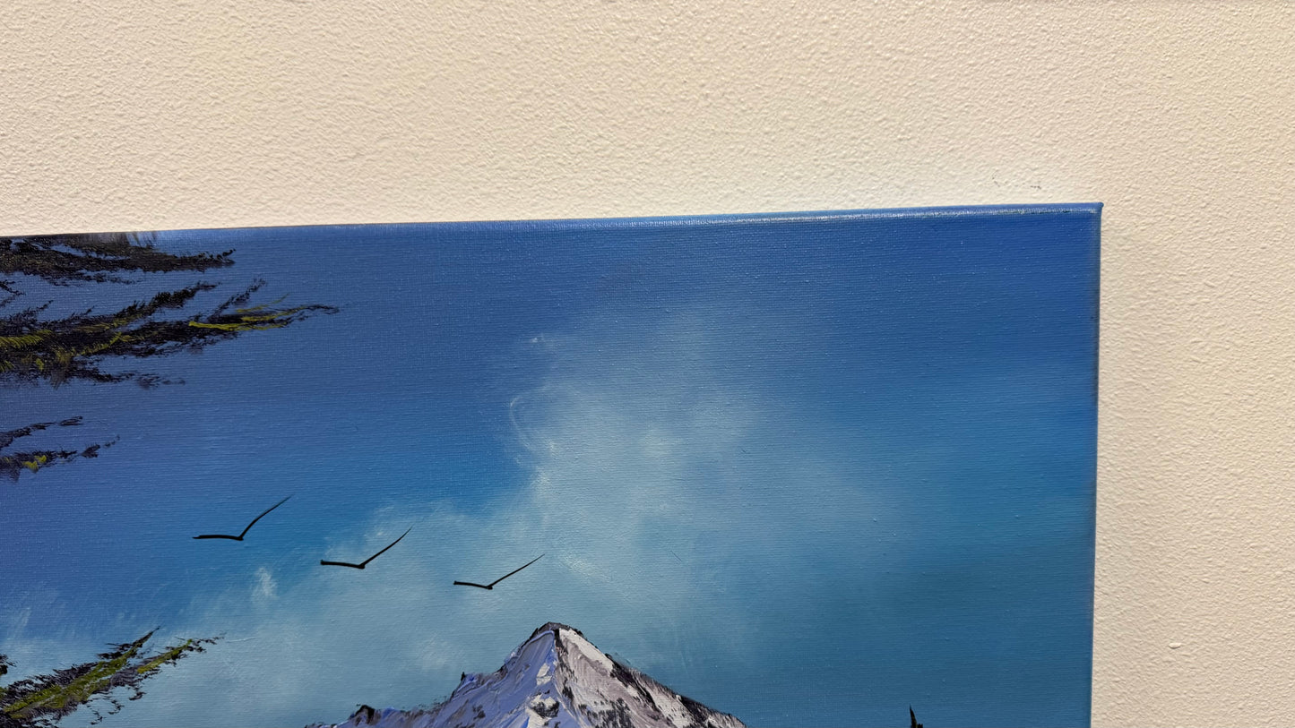 Painting #2535 - 20x24" Canvas - Mountain Lake Landscape painted 7-31-26