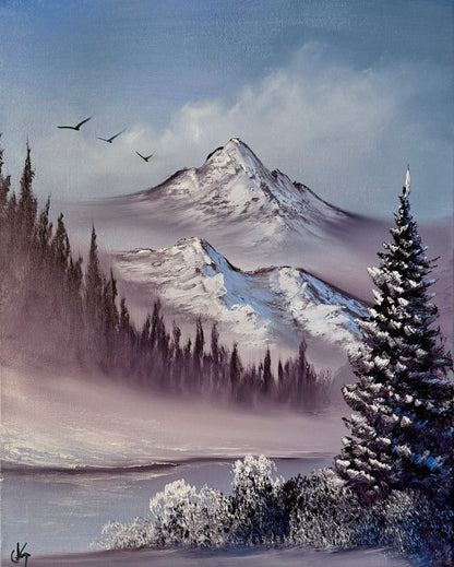 Painting #2071 - 16x20" Canvas - Winter Landscape painted 9-22-25