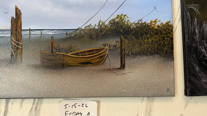 Painting #2419 - 16x20" Canvas - Kite Flying Seascape painted 4-30-26