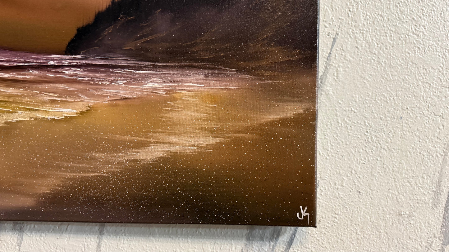 Painting #2227 - 16x20" Canvas - Golden Shores painted 1-8-26