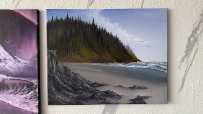 Painting #2401 - 16x20" Canvas - Pacific Northwest Seascape painted 4-20-26