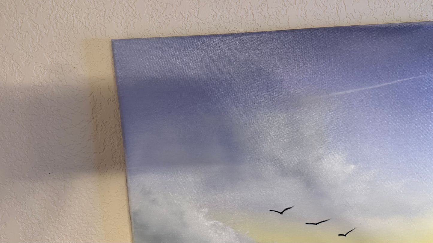 Painting #2497 - 16x20" Canvas - Blue Sky Seascape painted 6-29-26