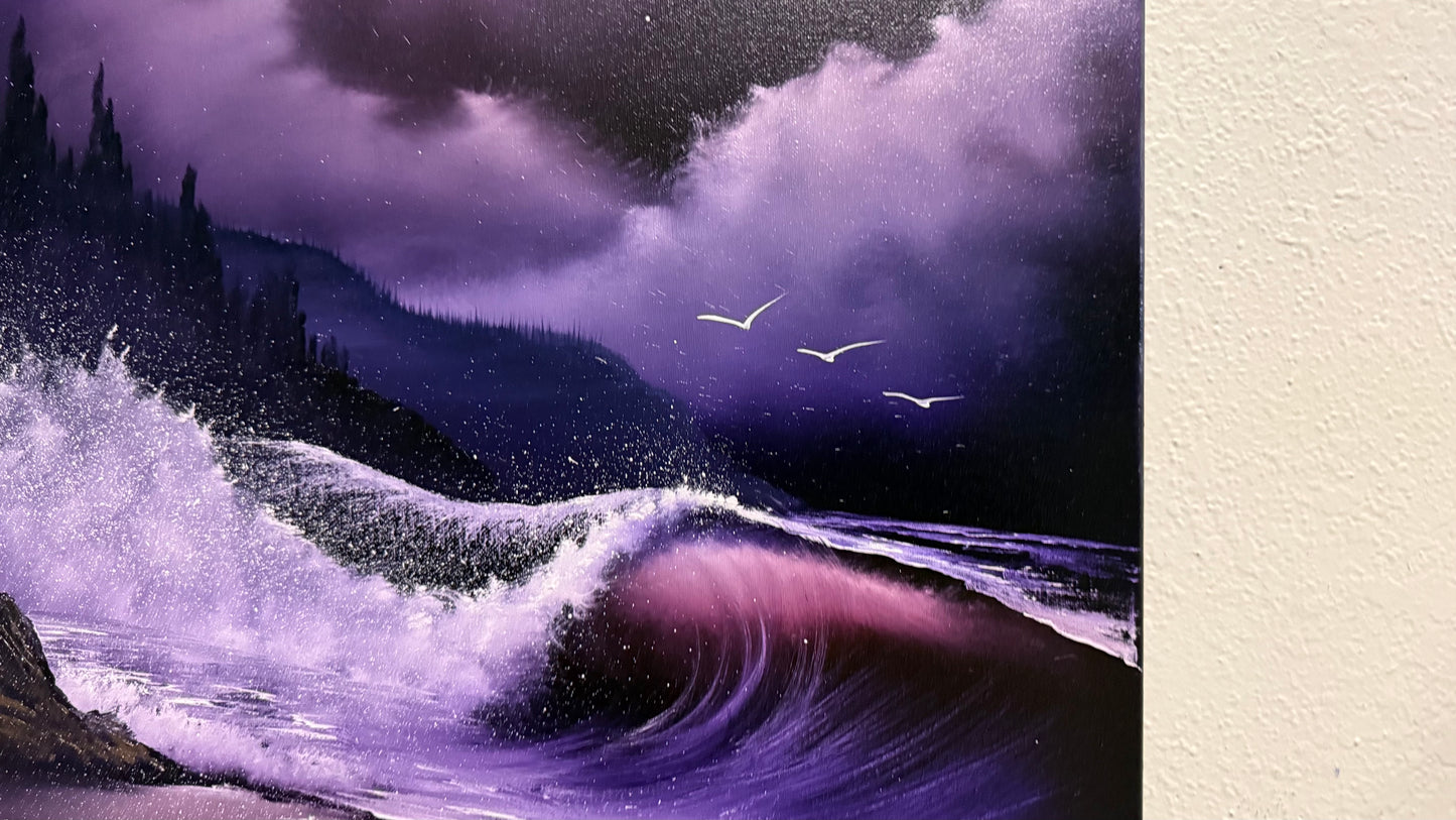 Painting #2147 - 20x24" Canvas - Crashing Wave Seascape painted 11-15-25