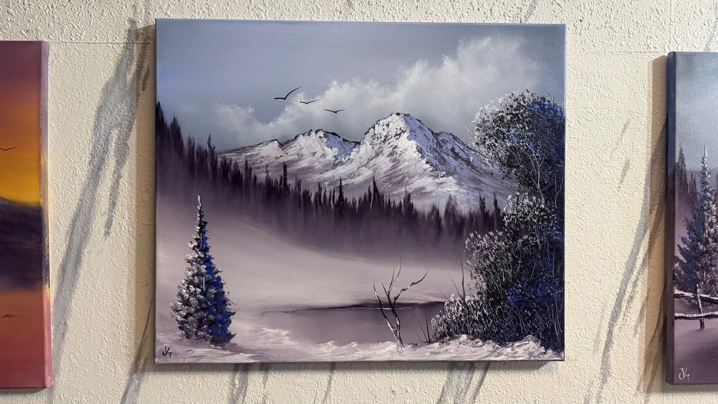 Painting #2234 - 20x24" Canvas - Winter Landscape painted 1-12-26