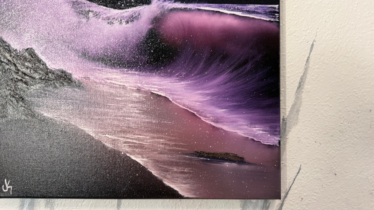 Painting #2154 - 16x20" Canvas - Purple Pinky Seascape painted 11-20-25