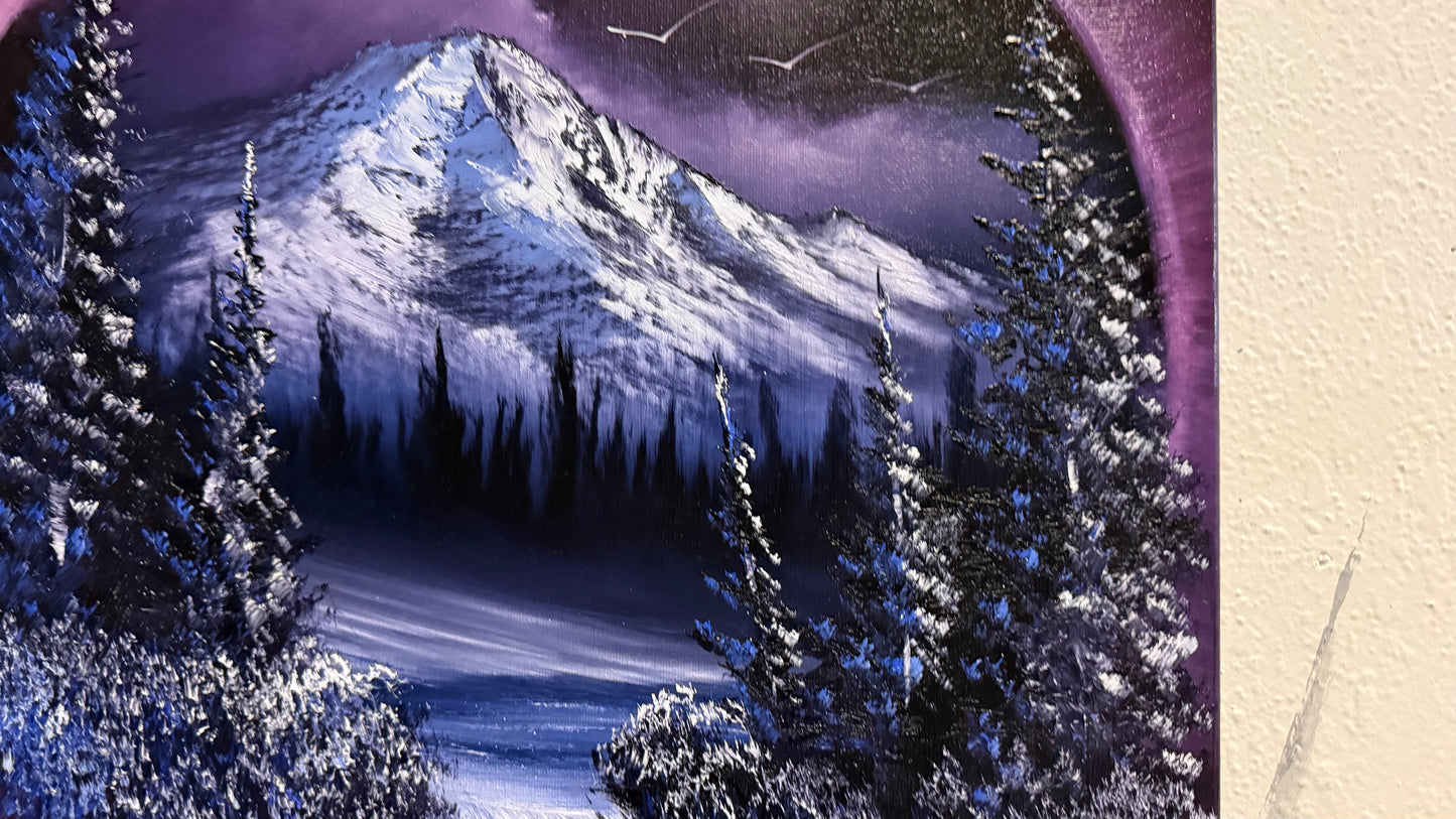 Painting #2195 - 16x20" Canvas - Portal Painting Mt Hood Waterfall painted 12-19-25