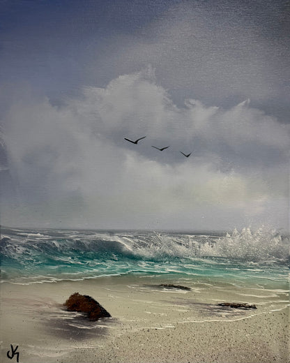 Painting #2064 - 16x20" Canvas - Tropical Seascape painted 9-19-25