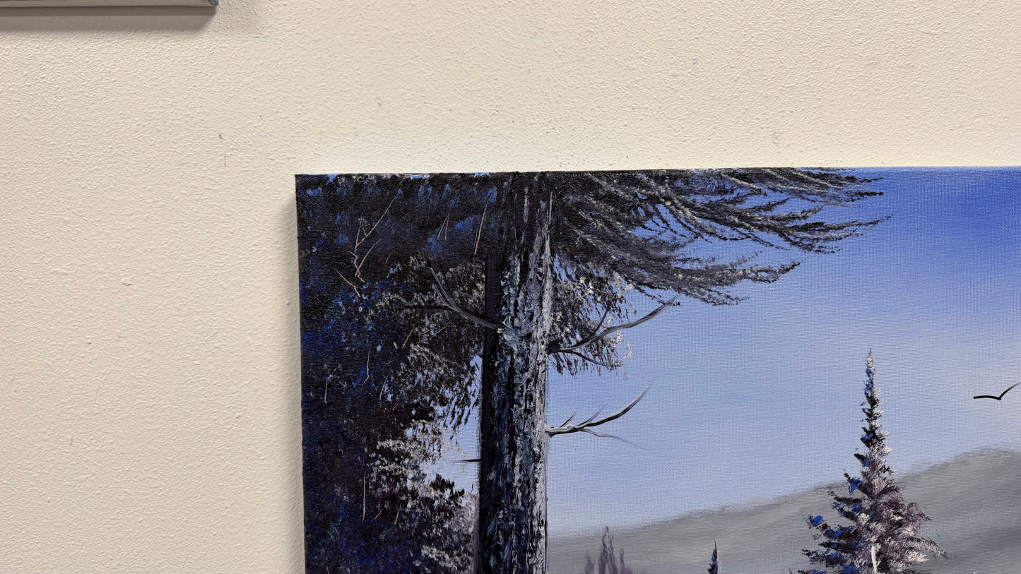 Painting #2586 - 18x24" Canvas - Mountaintop Forest Landscape painted 9-6-26