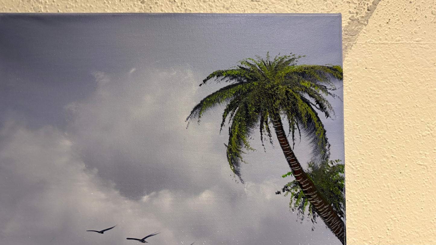 Painting #2186 - 16x20" Canvas - Day Time Seascape painted 12-13-25