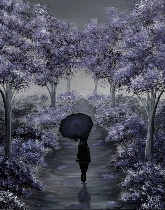 Painting # by Dani from Happily Painted - 16x20" Canvas - Woman with Umbrella