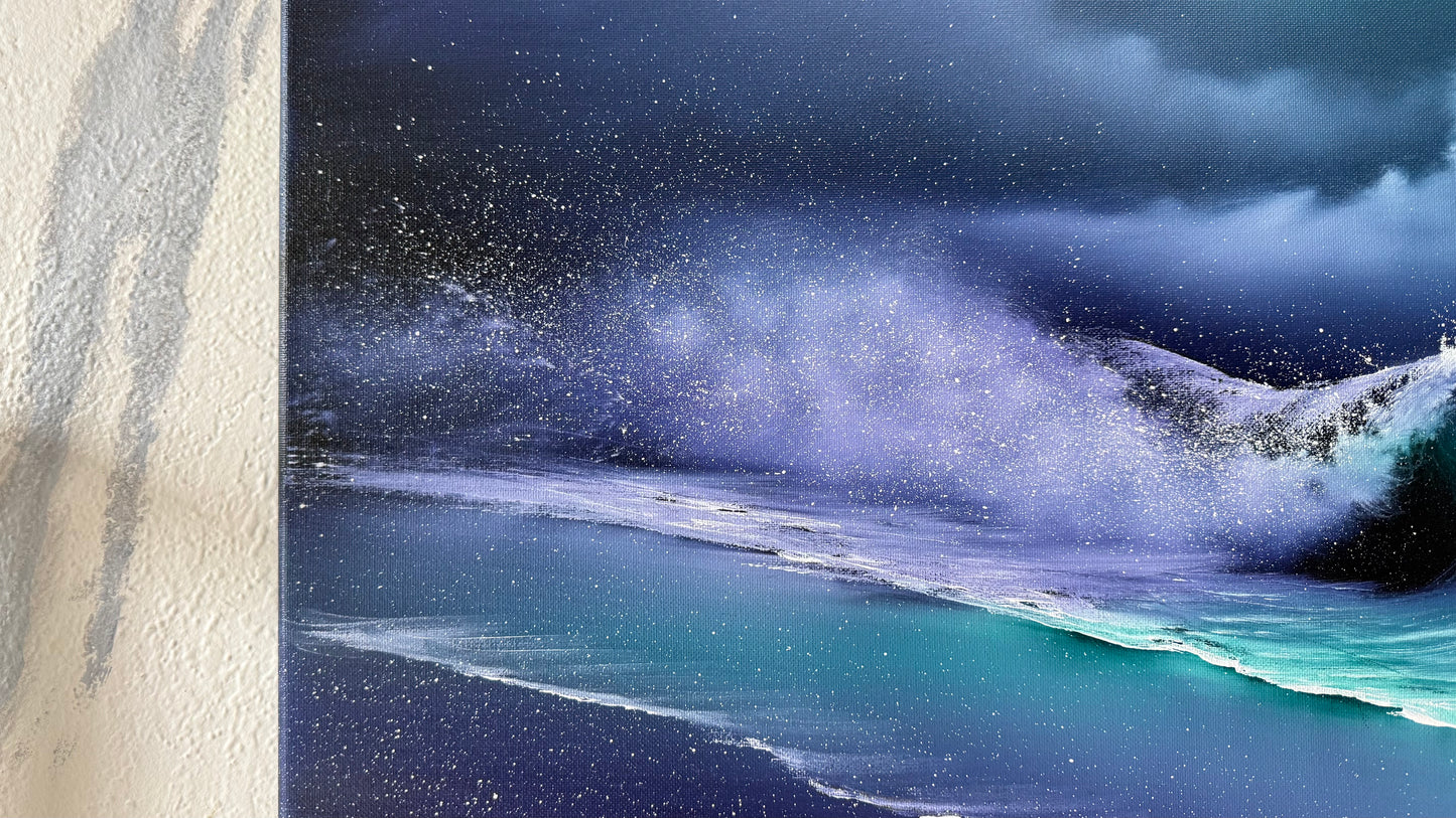 Painting #2119 - 18x24" Canvas - Crashing Wave Seascape painted 10-25-25