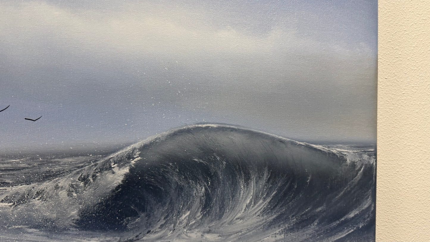Painting #2551 - 16x20" Canvas - Crashing Wave Seascape painted 8-14-26