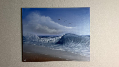 Painting #2506 - 16x20" Canvas - Ocean Crashing Wave Seascape painted 7-7-26