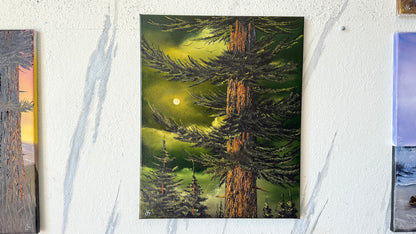 Painting #2470 - 16x20" Canvas - Forest Moon Landscape painted 5-31-26