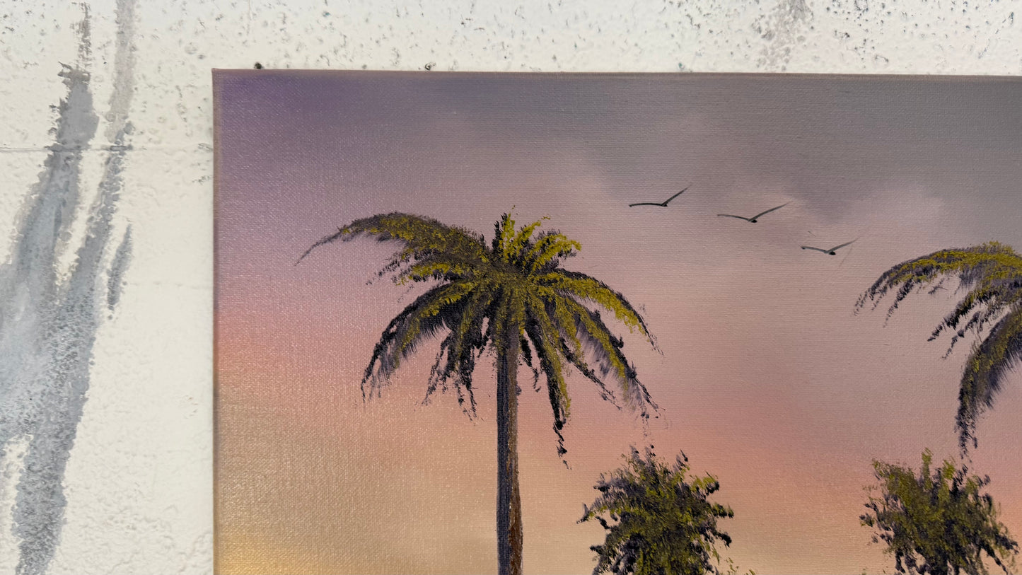 Painting #2246 - 16x20" Canvas - Palm Tree Drive painted 1-19-26