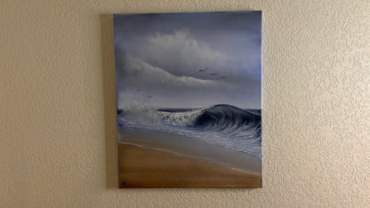 Painting #2499 - 20x24" Canvas - Crashing Wave Seascape painted 7-2-26