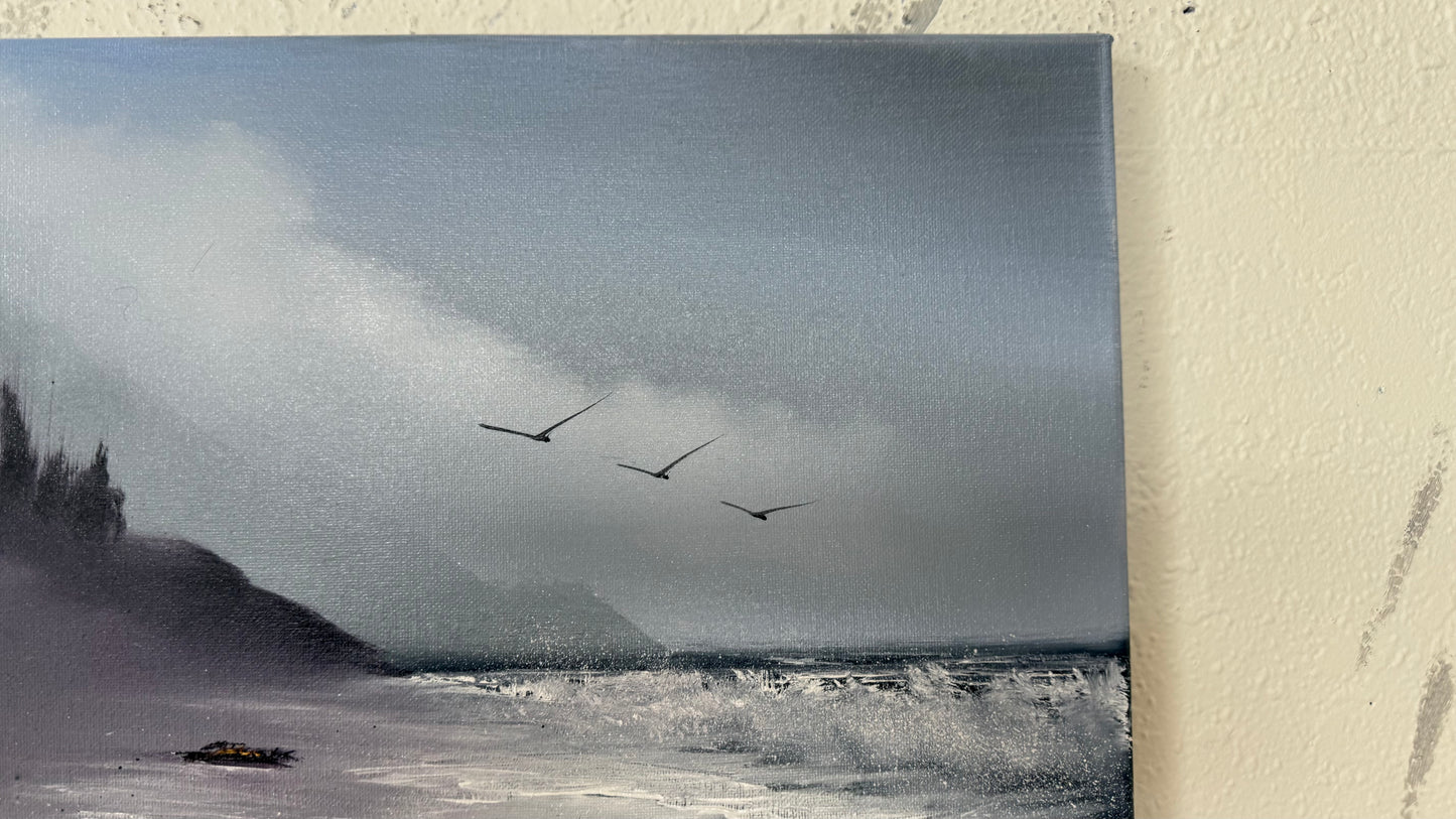 Painting #2067 - 16x20" Canvas - Heceta Beach Seascape painted 9-21-25