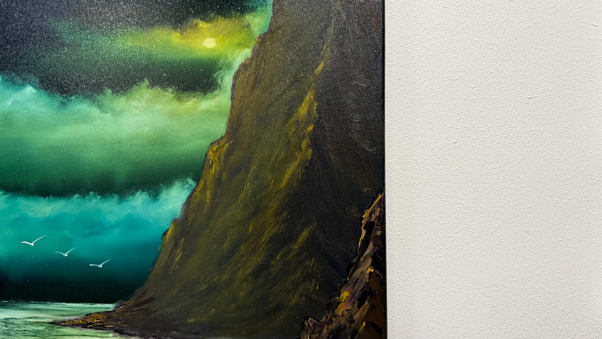 Painting #2581 - 18x24" Canvas - Night Tropical Seascape painted 9-4-26