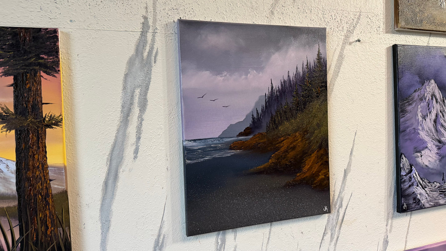 Painting #2484- 16x20" Canvas - Pacific Northwest Seascape painted 6-12-26