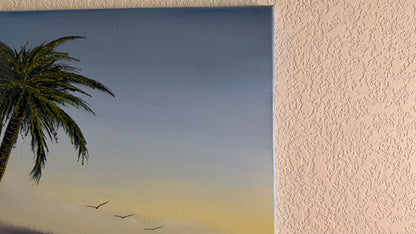 Painting #2515 - 16x20" Canvas - Sunset Seascape painted 7-13-26