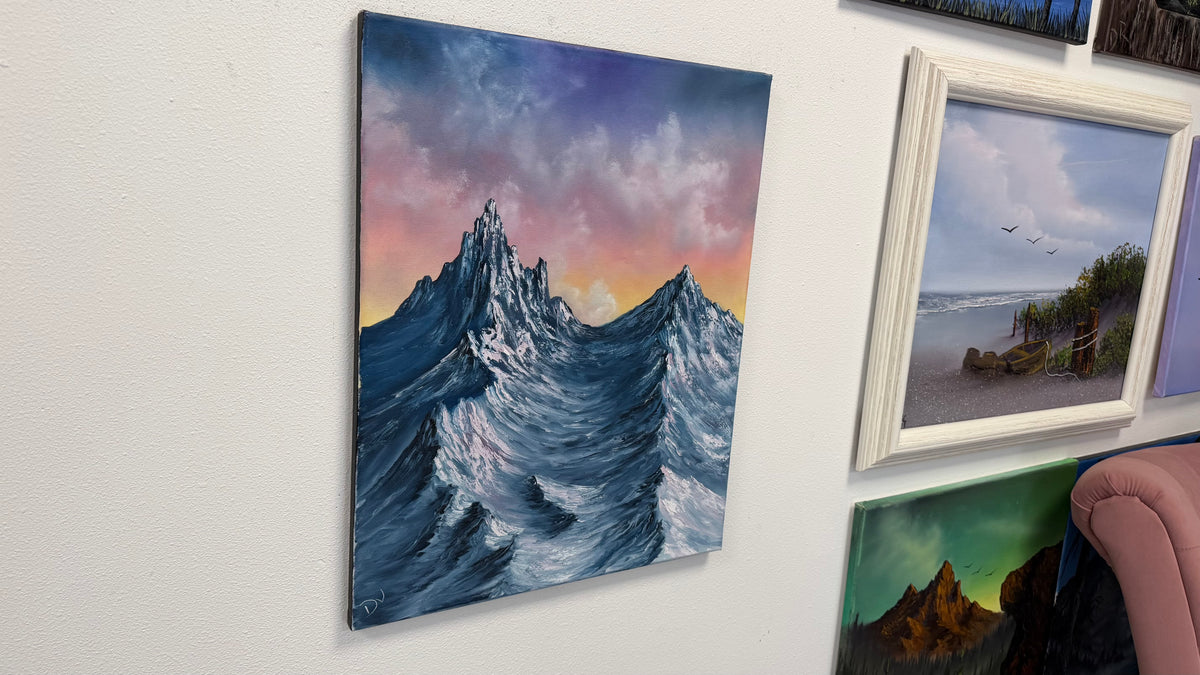 Painting # by Dani from Happily Painted - 16x20" Canvas - Sunset Mountain Landscape